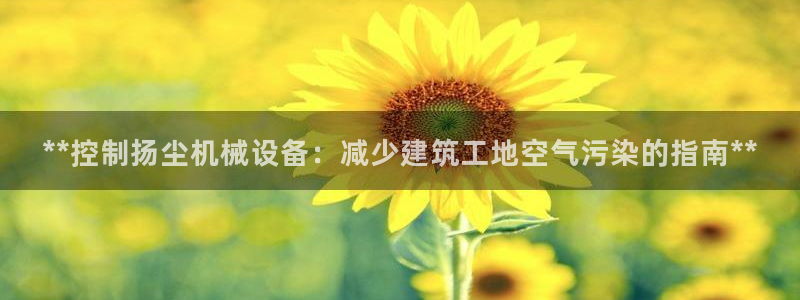 杏盛平台主管：**控制扬尘机械设备：减少建筑工地空气污染的指南**