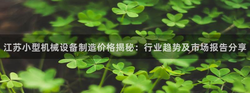杏盛平台开户：江苏小型机械设备制造价格揭秘：行业趋势及市场报告分享