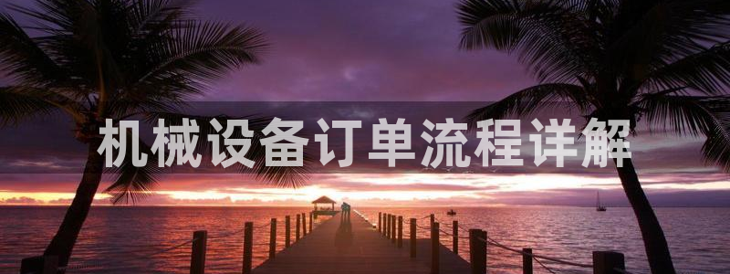 杏盛平台注册：机械设备订单流程详解